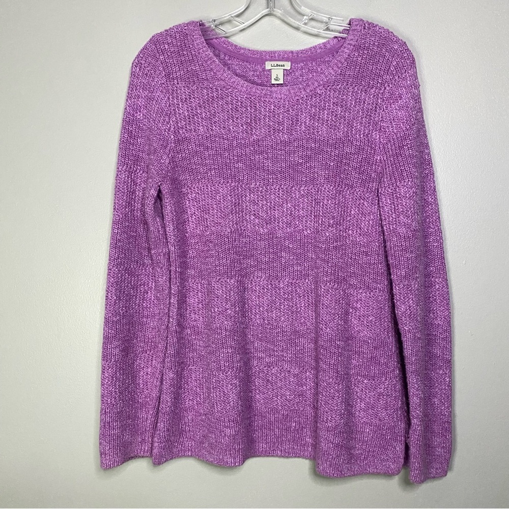LL Bean Purple Lilac lavender stripes Crew Neck‎ Sweater Size small